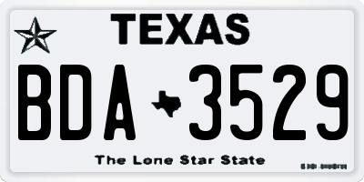 TX license plate BDA3529