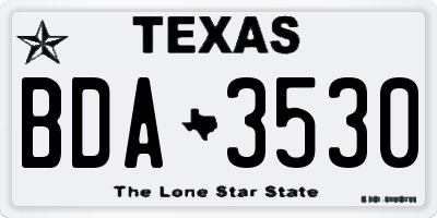 TX license plate BDA3530