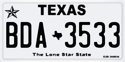 TX license plate BDA3533