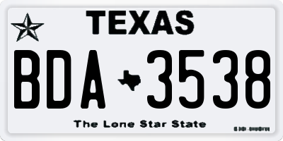 TX license plate BDA3538