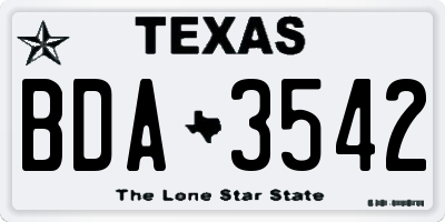 TX license plate BDA3542