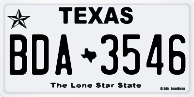 TX license plate BDA3546