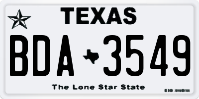 TX license plate BDA3549