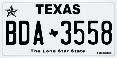 TX license plate BDA3558