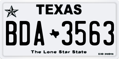 TX license plate BDA3563