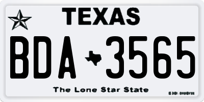 TX license plate BDA3565