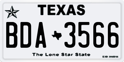 TX license plate BDA3566