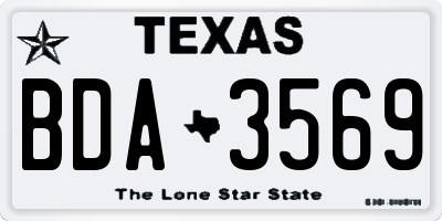 TX license plate BDA3569