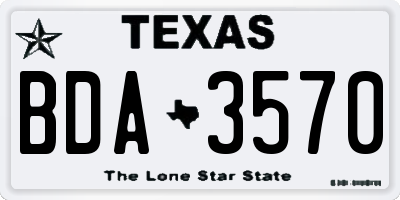 TX license plate BDA3570