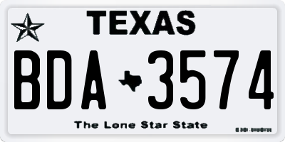 TX license plate BDA3574