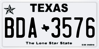 TX license plate BDA3576