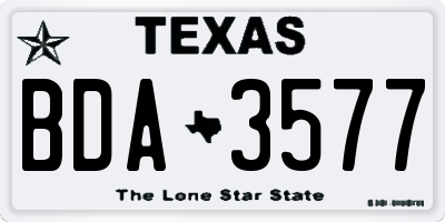 TX license plate BDA3577