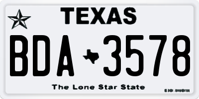 TX license plate BDA3578