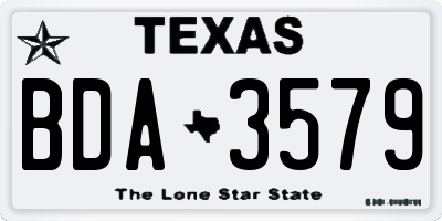 TX license plate BDA3579