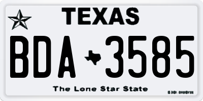 TX license plate BDA3585