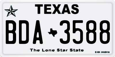 TX license plate BDA3588
