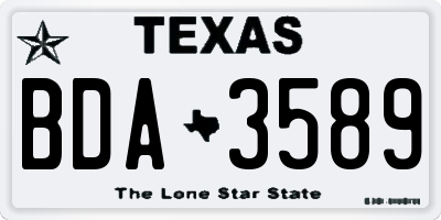 TX license plate BDA3589