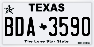 TX license plate BDA3590