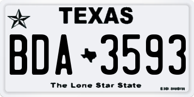 TX license plate BDA3593