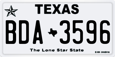 TX license plate BDA3596