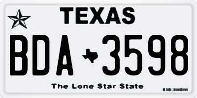 TX license plate BDA3598