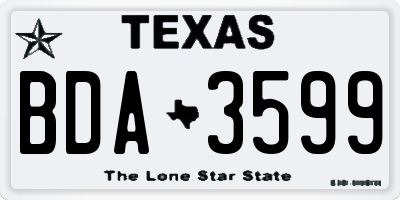 TX license plate BDA3599