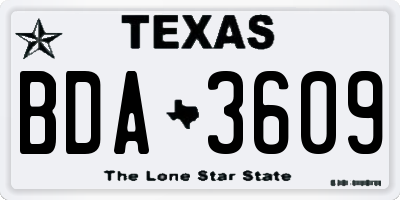 TX license plate BDA3609