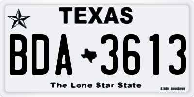 TX license plate BDA3613