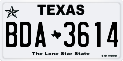 TX license plate BDA3614