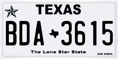 TX license plate BDA3615