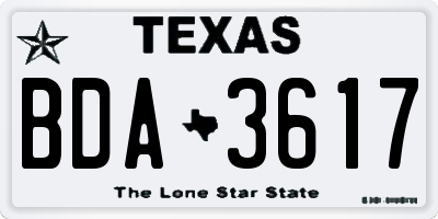 TX license plate BDA3617