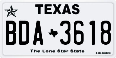 TX license plate BDA3618