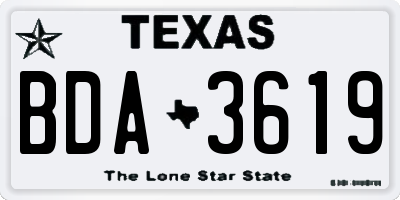 TX license plate BDA3619
