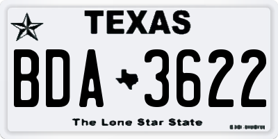TX license plate BDA3622