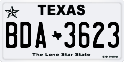 TX license plate BDA3623