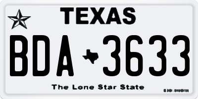 TX license plate BDA3633