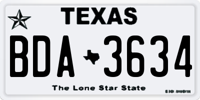 TX license plate BDA3634