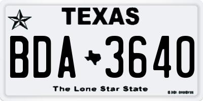 TX license plate BDA3640