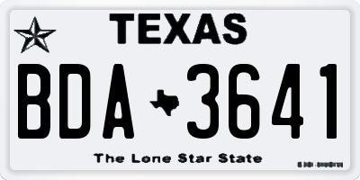 TX license plate BDA3641