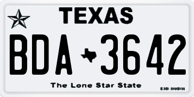 TX license plate BDA3642