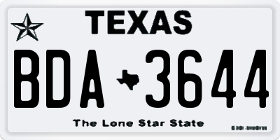 TX license plate BDA3644