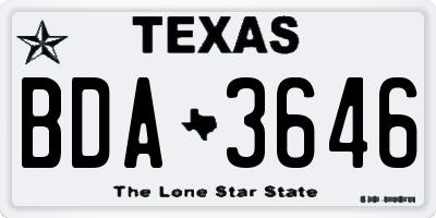 TX license plate BDA3646