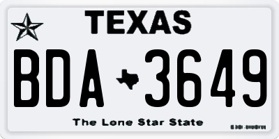 TX license plate BDA3649