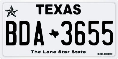 TX license plate BDA3655