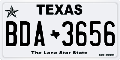 TX license plate BDA3656