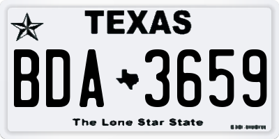 TX license plate BDA3659