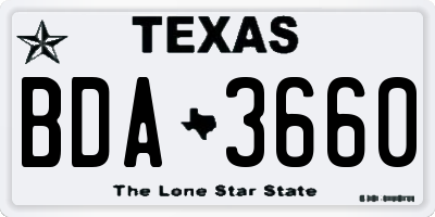 TX license plate BDA3660