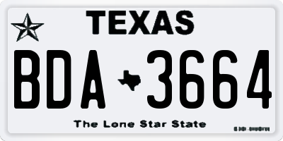 TX license plate BDA3664