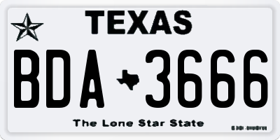 TX license plate BDA3666