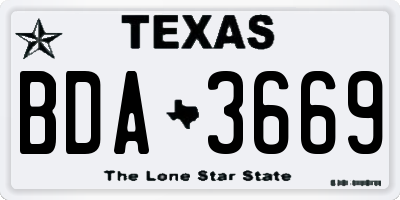 TX license plate BDA3669